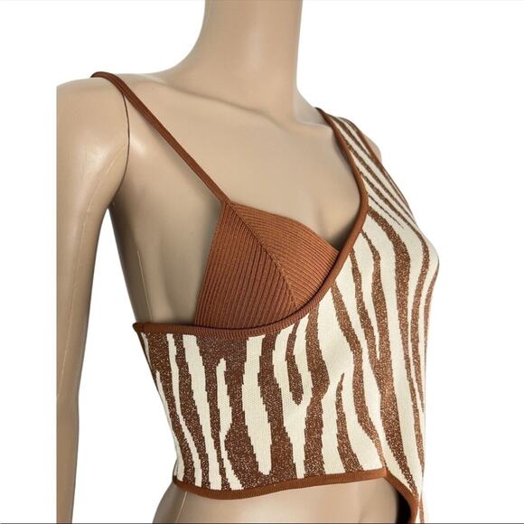 Retrofete Dimi Metallic Zebra Print Mini Cut Out Sexy Bodycon Dress - Picture 6 of 13